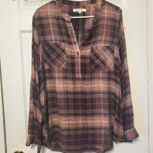 Workshop Republic Clothing Brand Eggplant Plaid Top
